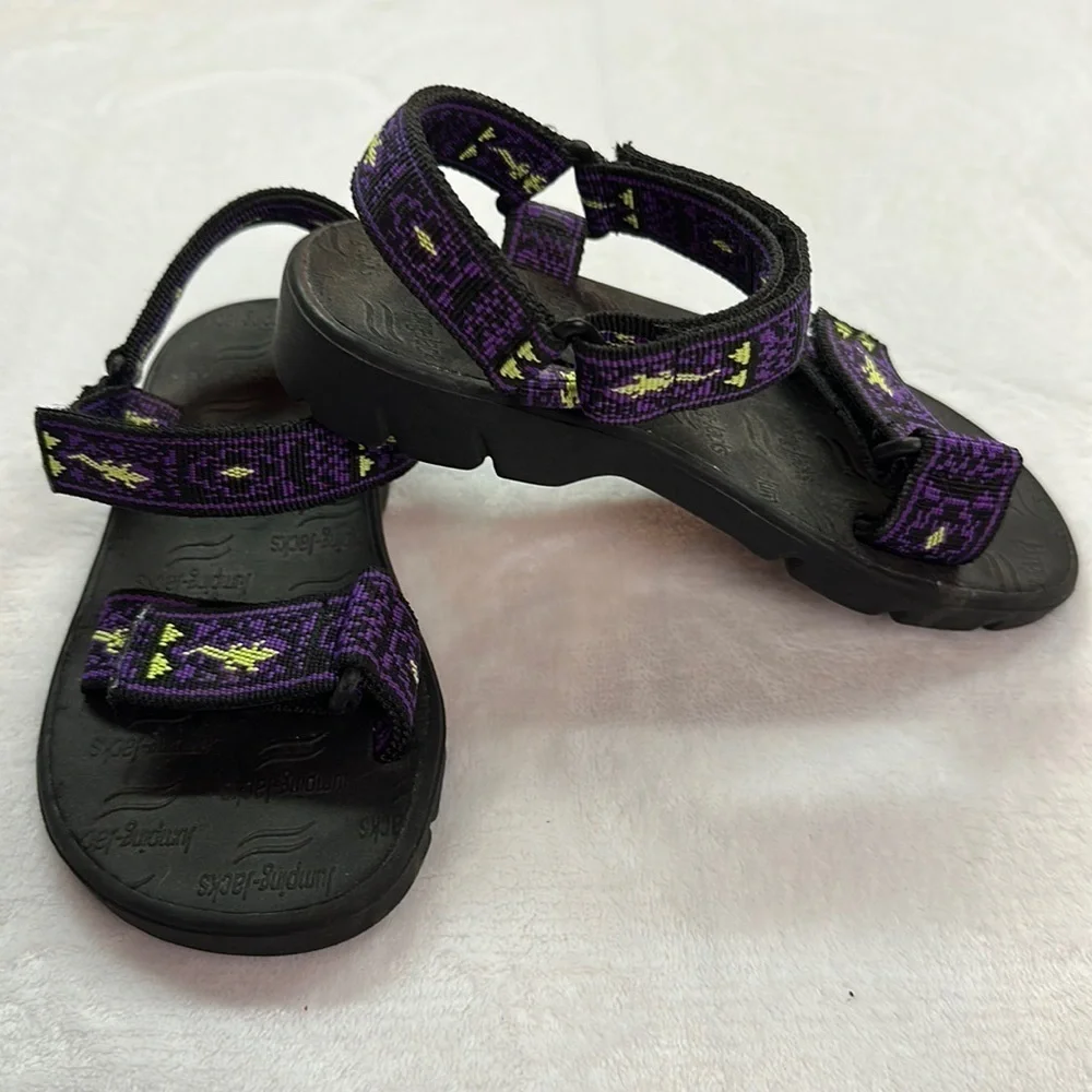Jumping Jacks Lizard Hook & Loop Little Boys Purple Sandals Size 11